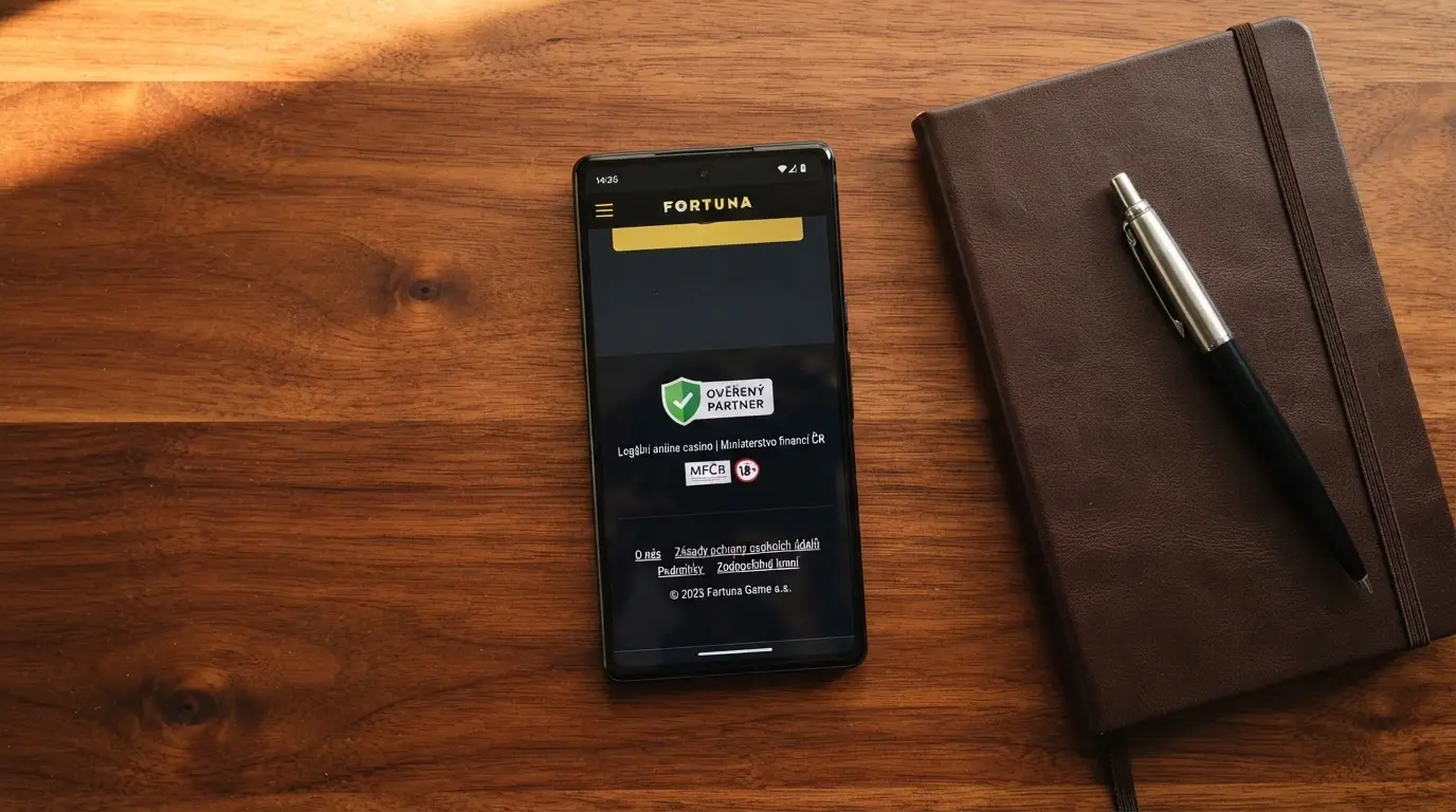 Úřední výpis z registru MF ČR vedle mobilního telefonu — razítko, název provozovatele, číslo licence