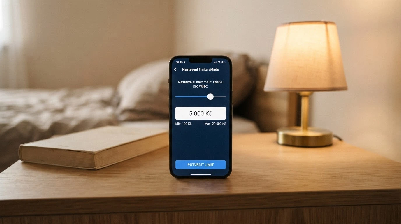 Nastavení limitu vkladu na obrazovce mobilního telefonu s tlačítkem potvrzení