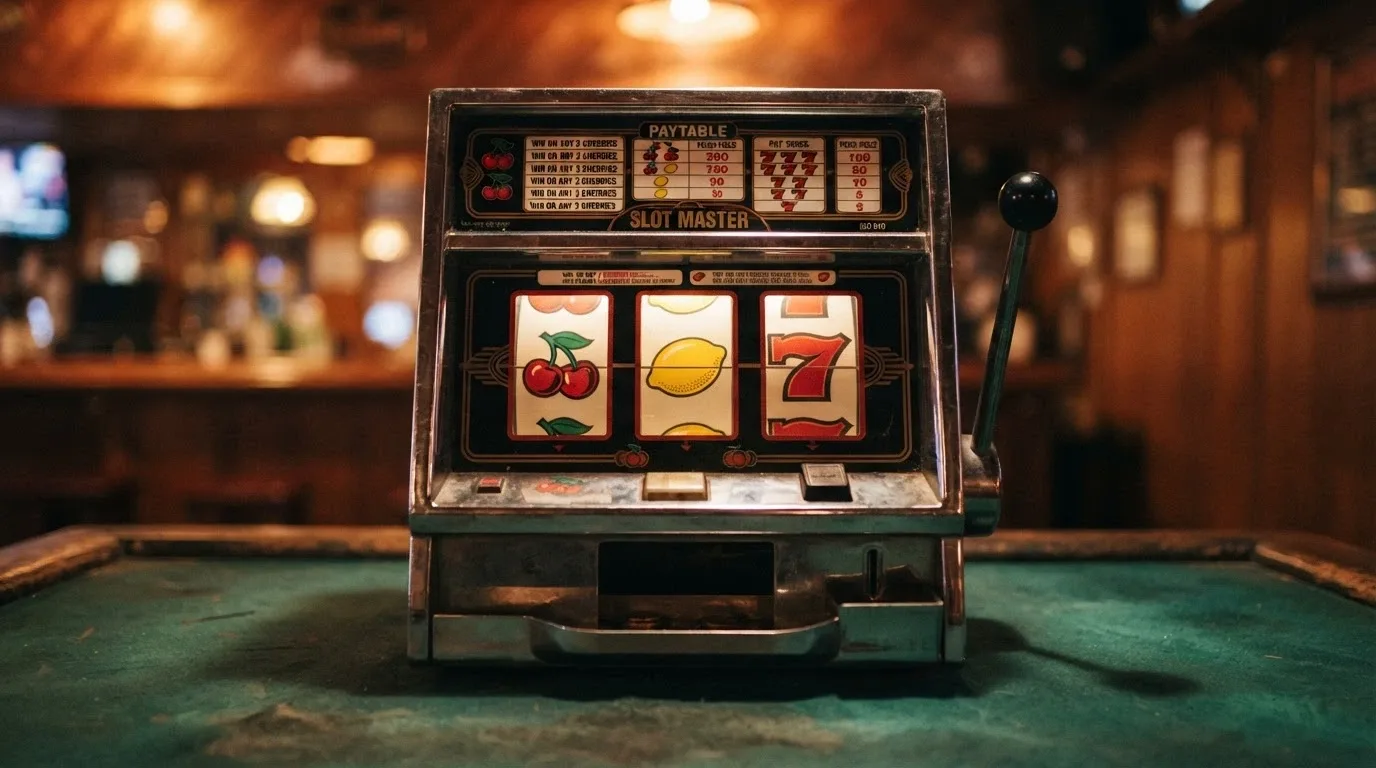 Ovocný automat s třešněmi a citrony na válcích