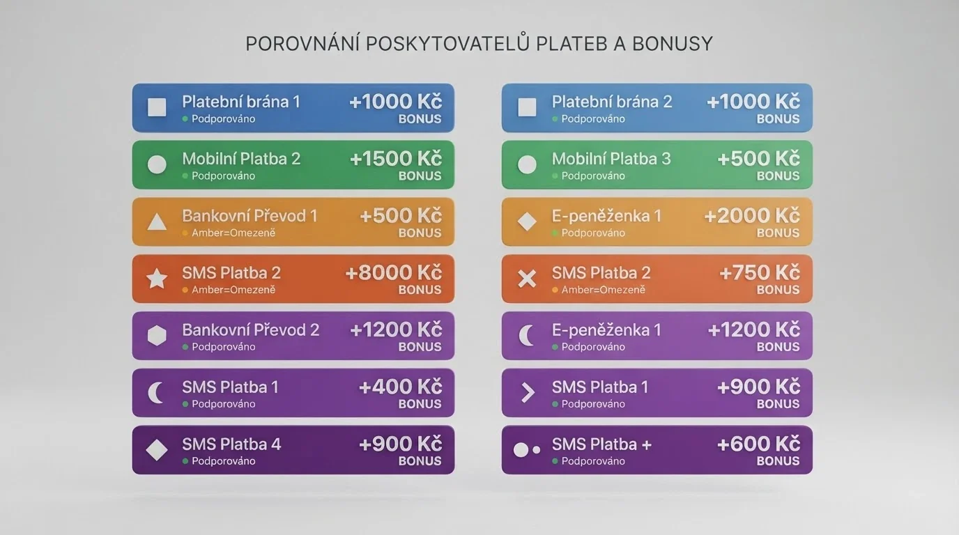 Dlaždice s logy deseti českých licencovaných online kasin seřazené do přehledné srovnávací mřížky